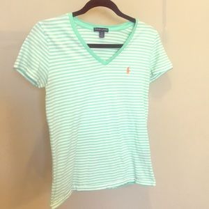 Ralph Lauren v neck stripe shirt